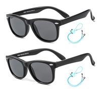 Rocf Rossini Kinder Sonnenbrille Flexibel Polarisierte Shades für Baby Jungen und Mädchen UV400-Schutz Brillen Alter 2-8 （ Schwarz+Sand Schwarz ）