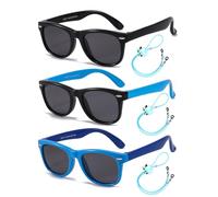 Rocf Rossini Kinder Sonnenbrille Flexibel Polarisierte Shades für Baby Jungen und Mädchen UV400-Schutz Brillen Alter 2-8 （ Schwarz+Schwarz/Blau+Blau/Dunkelblau ）