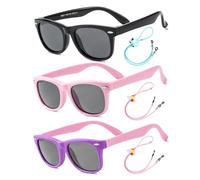 Rocf Rossini Kinder Sonnenbrille Flexibel Polarisierte Shades für Baby Jungen und Mädchen UV400-Schutz Brillen Alter 2-8 (Schwarz + Rosa + Lila/Rosa)