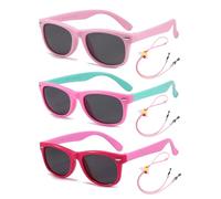 Rocf Rossini Kinder Sonnenbrille Flexibel Polarisierte Shades für Baby Jungen und Mädchen UV400-Schutz Brillen Alter 2-8（ Rosa+Rosa/Cyan+Fuchsia ）
