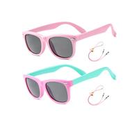 Rocf Rossini Kinder Sonnenbrille Flexibel Polarisierte Shades für Baby Jungen und Mädchen UV400-Schutz Brillen Alter 2-8 (Rosa + Rosa/Cyan)