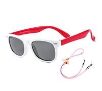 Rocf Rossini Kinder Sonnenbrille Flexibel Polarized Shades Mädchen Jungen UV-Schutz Brillen für Alter 2-8 (Weiß/Rot)