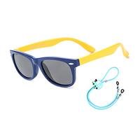 Rocf Rossini Kinder Sonnenbrille Flexibel Polarized Shades Mädchen Jungen UV-Schutz Brillen für Alter 2-8 (Dunkelblau/Gelb)