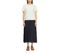 Faltenrock COMMA, Damen, Gr. 44, navy, Web, Obermaterial: 100% Polyester, unifarben, normal 7/8-Länge, Röcke, mit Bindeband (12431219-44) navy