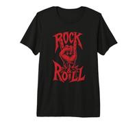 Rock and Roll Handzeichen Vintage Gitarre Musik Grafik Premium T-Shirt