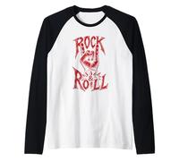 Rock and Roll Handzeichen Vintage Gitarre Musik Grafik Raglan
