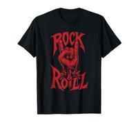 Rock and Roll Handzeichen Vintage Gitarre Musik Grafik T-Shirt