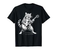 Rock Cat Gitarre Vintage Musiker Kitty Rock and Roll Konzert T-Shirt