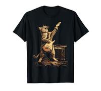 Rock Cat Gitarre Vintage Musiker Kitty Rock and Roll Konzert T-Shirt