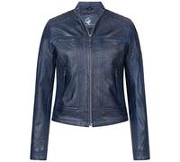 Rock Cr amen Lederjacke Biker Jacke Echtleder Motorradjacke Leder Jacken Damenjacke Stehkragen Winterjacke Übergangsjacke D-486 Dunkelblau S