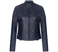 Rock Cr amen Lederjacke Biker Jacke Echtleder Motorradjacke Leder Jacken Damenjacke Stehkragen Winterjacke Übergangsjacke D-481 Dunkelblau L