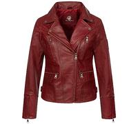 Rock Cr amen Lederjacke Biker Jacke Echtleder Motorradjacke Leder Jacken Damenjacke Stehkragen Winterjacke Übergangsjacke D-490 Rot XS