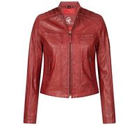 Rock Cr amen Lederjacke Biker Jacke Echtleder Motorradjacke Leder Jacken Damenjacke Stehkragen Winterjacke Übergangsjacke D-486 Rot S