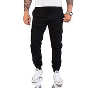 Rock Creek Herren Cargohose Chinohose Outdoor Herrenhose Tapered Jogging Pants Hose mit Taschen Beintaschen Männer H-179 Schwarz W30 L32