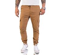 Rock Creek Herren Cargohose Chinohose Outdoor Herrenhose Tapered Jogging Pants Hose mit Taschen Beintaschen Männer H-179 Beige W33 L30