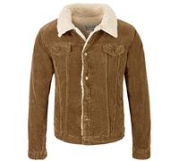 Rock Creek Herren Cordjacke Winterjacke Teddyfutter Jeansjacke Herrenjacke Herren Winter Jacken Teddyfellkragen Parka Warm H-211 Dunkelbeige 3XL