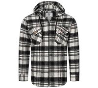 Rock Creek Herren Hemd Kariert Kapuzenhemd Karohemd Herrenhemd Flanell Hemden Holzfällerhemd Übergangsjacke Langarm Kariert Winter H-335 Schwarz 2XL