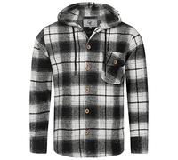 Rock Creek Herren Hemd Kariert Kapuzenhemd Karohemd Herrenhemd Flanell Hemden Holzfällerhemd Übergangsjacke Langarm Kariert Winter H-326 Schwarz 5XL