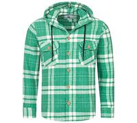 Rock Creek Herren Hemd Kariert Kapuzenhemd Karohemd Herrenhemd Flanell Hemden Holzfällerhemd Übergangsjacke Langarm Kariert Winter H-328 Grün 5XL