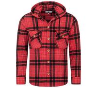 Rock Creek Herren Hemd Kariert Kapuzenhemd Karohemd Herrenhemd Flanell Hemden Holzfällerhemd Übergangsjacke Langarm Kariert Winter H-328 Rot XL