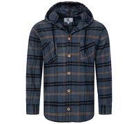 Rock Creek Herren Hemd Kariert Kapuzenhemd Karohemd Herrenhemd Flanell Hemden Holzfällerhemd Übergangsjacke Langarm Kariert Winter H-334 Blau 4XL