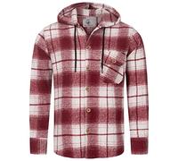 Rock Creek Herren Hemd Kariert Kapuzenhemd Karohemd Herrenhemd Flanell Hemden Holzfällerhemd Übergangsjacke Langarm Kariert Winter H-326 Weinrot 3XL