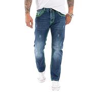 Rock Creek Jeans Comfort Fit dicke Nähte Loose Fit, blau, W33/L34 Blau