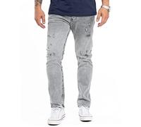 Rock Creek Herren Jeans Regular Fit Stretch Jeans Männerhose Herrenjeans Denim Hosen Herrenhose Straight Cut Stonewashed RC-2360 Grau W38 L30