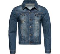 Rock Creek Herren Jeansjacke Denim Übergangsjacke Basic Stretch Jacke Herrenjacke Stonewashed Jeans Freizeitjacke Kentkragen Blau RC-2210 M