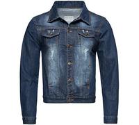 Rock Creek Herren Jeansjacke Denim Übergangsjacke Basic Stretch Jacke Herrenjacke Stonewashed Jeans Freizeitjacke Kentkragen Dunkelblau RC-2161 L