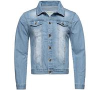 Rock Creek Herren Jeansjacke Denim Übergangsjacke Basic Stretch Jacke Herrenjacke Stonewashed Jeans Freizeitjacke Kentkragen Hellblau RC-2212 S