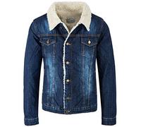 Rock Creek Herren Jeansjacke Winterjacke Teddyfutter Herrenjacke Herren Winter Jacken Teddyfellkragen Parka Warm Bomberjacke H-217 Dunkelblau 2XL