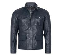 Rock Creek Herren Lederjacke Biker Jacke Echtleder Motorradjacke Leder Jacken Herrenjacke Kentkragen Winterjacke Übergangsjacke H-382 Navy XL
