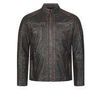 Rock Creek Herren Lederjacke Biker Jacke Echtleder Motorradjacke Leder Jacken Herrenjacke Kentkragen Winterjacke Übergangsjacke H-383 Schwarz 2XL