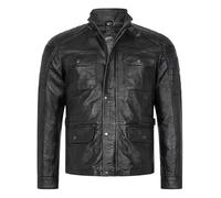 Rock Creek Herren Lederjacke Biker Jacke Echtleder Motorradjacke Leder Jacken Herrenjacke Kentkragen Winterjacke Übergangsjacke H-382 Schwarz M