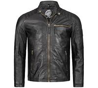 Rock Creek Herren Lederjacke Biker Jacke Echtleder Motorradjacke Leder Jacken Herrenjacke Schwarz Winterjacke Übergangsjacke H-291 Schwarz XL