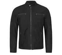 Rock Creek Herren Lederjacke Biker Jacke Echtleder Wildlederjacke Leder Jacken Herrenjacke Stehkragen Winterjacke Übergangsjacke H-290 Schwarz 2XL