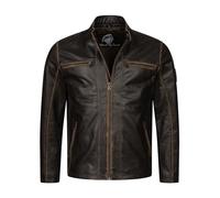 Rock Creek Herren Lederjacke Biker Jacke Echtleder Wildlederjacke Leder Jacken Herrenjacke Stehkragen Winterjacke Übergangsjacke H-351 Dunkelbraun 2XL