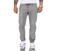 Rock Creek Herren Leinen-Optik Hose Stoffhose Sommerhose Regular Fit Chino Hosen Männer Hose Gummizug Herrenhosen Lang Strandhose RC-2152 Grau W44 L34