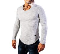 Rock Creek Herren Longsleeve Shirt Langarm Hoodie Sweatshirt Kapuzenpullover Langarmshirt Herrenpulli Street Style H-144 Hellgrau S