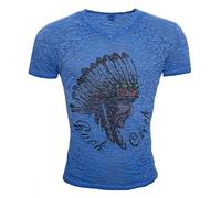 Rock Creek Herren Sommer T-Shirt Kurzarm V Neck Ausschnitt Herrenhemd RC-101 Blau Gr. 3XL