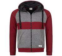 Rock Creek Herren Sweatjacke Hoodie Kapuzenjacke Kapuzenpullover Herren Reißverschluss Pullover Übergangsjacke Fleecejacke Herrenjacke H-278 Grau-Weinrot L