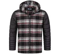Rock Creek Herren Übergangsjacke Karierte Flanelljacke Gefüttert Holzfällerjacke Holzfällerhemd Kragen Steppjacke Kariert Thermojacke H-265 Grau 5XL
