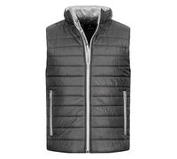 Rock Creek Herren Weste Steppweste Übergangsweste Leicht Herrenweste Frauen Westen Stepp Westen mit Kapuze Daunenweste Thermoweste H-350 Dunkelgrau 3XL