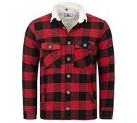 Rock Creek Herren Winterjacke Karierte Flanelljacke Gefüttert Holzfällerjacke Holzfällerhemd Kragen Teddyfutter Kariert Thermojacke H-264 Rot S