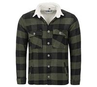 Rock Creek Herren Winterjacke Karierte Flanelljacke Gefüttert Holzfällerjacke Holzfällerhemd Kragen Teddyfutter Kariert Thermojacke H-264 Khaki S