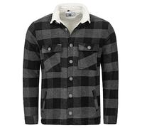 Rock Creek Herren Winterjacke Karierte Flanelljacke Gefüttert Holzfällerjacke Holzfällerhemd Kragen Teddyfutter Kariert Thermojacke H-264 Anthrazit 4XL