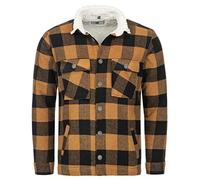 Rock Creek Herren Winterjacke Karierte Flanelljacke Gefüttert Holzfällerjacke Holzfällerhemd Kragen Teddyfutter Kariert Thermojacke H-264 Maisgelb S