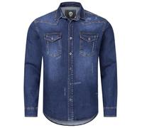 Rock Creek Jeanshemd Herren Denim Langarm H-419 Dunkelblau M