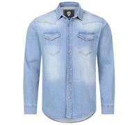Rock Creek Jeanshemd Herren Denim Langarm H-419 Hellblau S